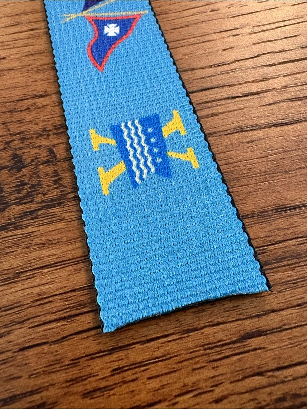 Thomas Bates Nautical D-Ring Web Belt Blue Burgee Flags Made in USA